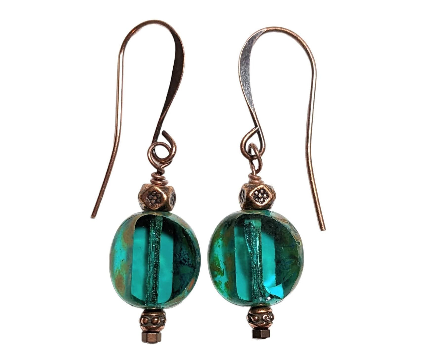 emerald sphere glass earrings