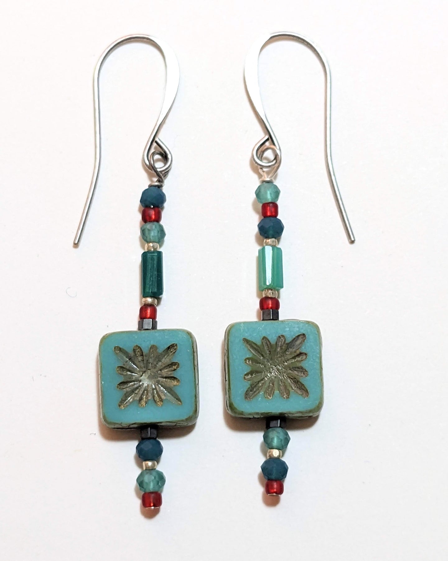 turquoise tile earrings