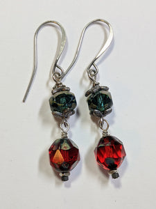 Red Czech Glass Earrings - Sunroot Studio