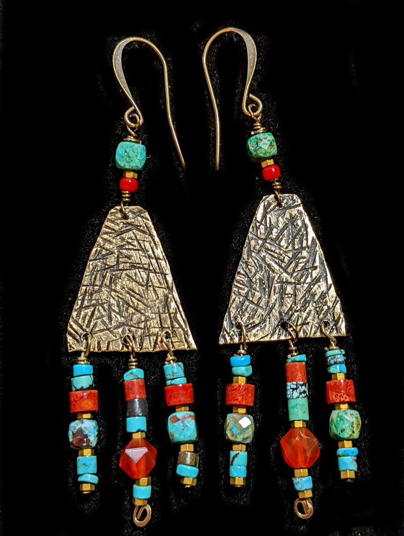 Hammered Brass Chandelier Earrings - Sunroot Studio