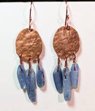 hammered copper & kyanite earrings
