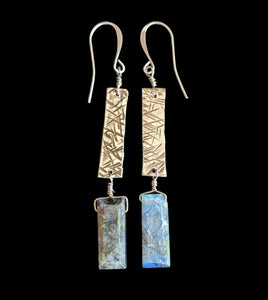 Hammered Blue Labradorite Earrings