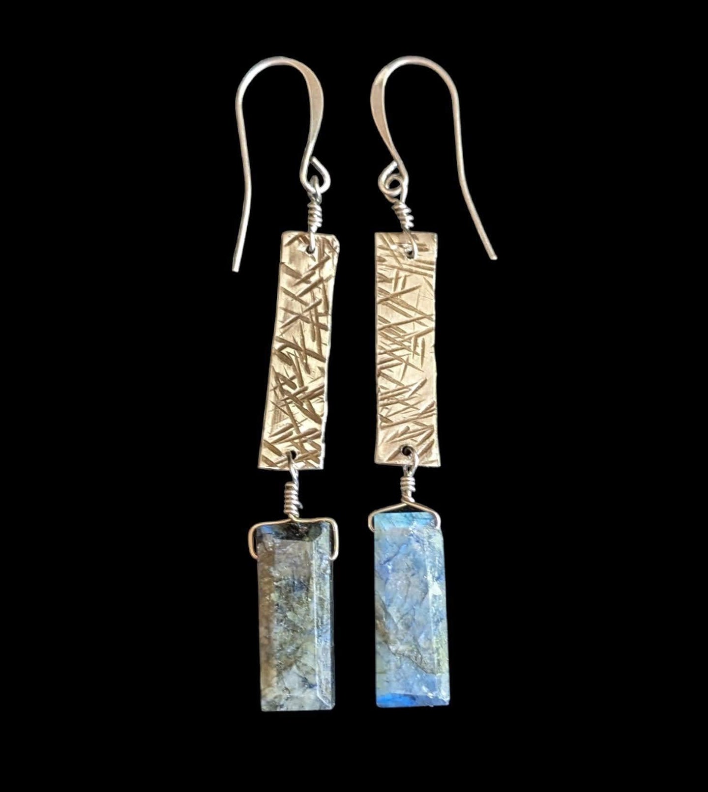 hammered blue labradorite earrings
