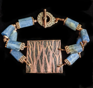 Art and Metal Jewelry - Copper Trees & Kyanite Bracelet - Sunroot Studio