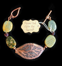  copper leaf & cats eye bracelet - sunroot studio