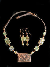  copper leaf and abalone necklace set - sunroot studio
