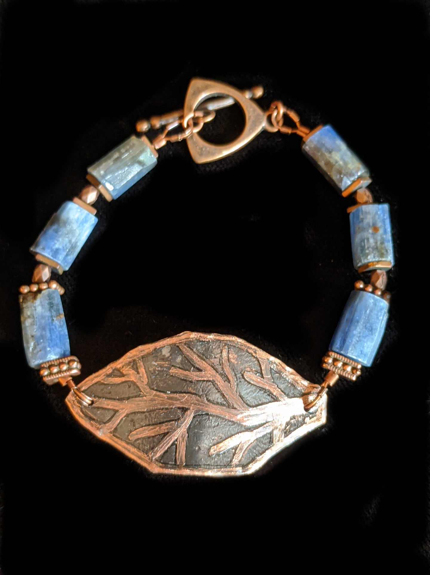 copper leaf & kyanite bracelet - sunroot studio