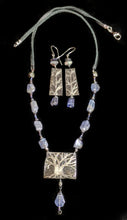 nickel silver  tree set with tanzanite necklace set - sunroot studio