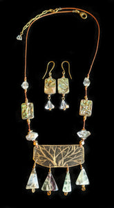 Art and Metal Jewelry - Brass Tree Branches Necklace Set - Sunroot Studio