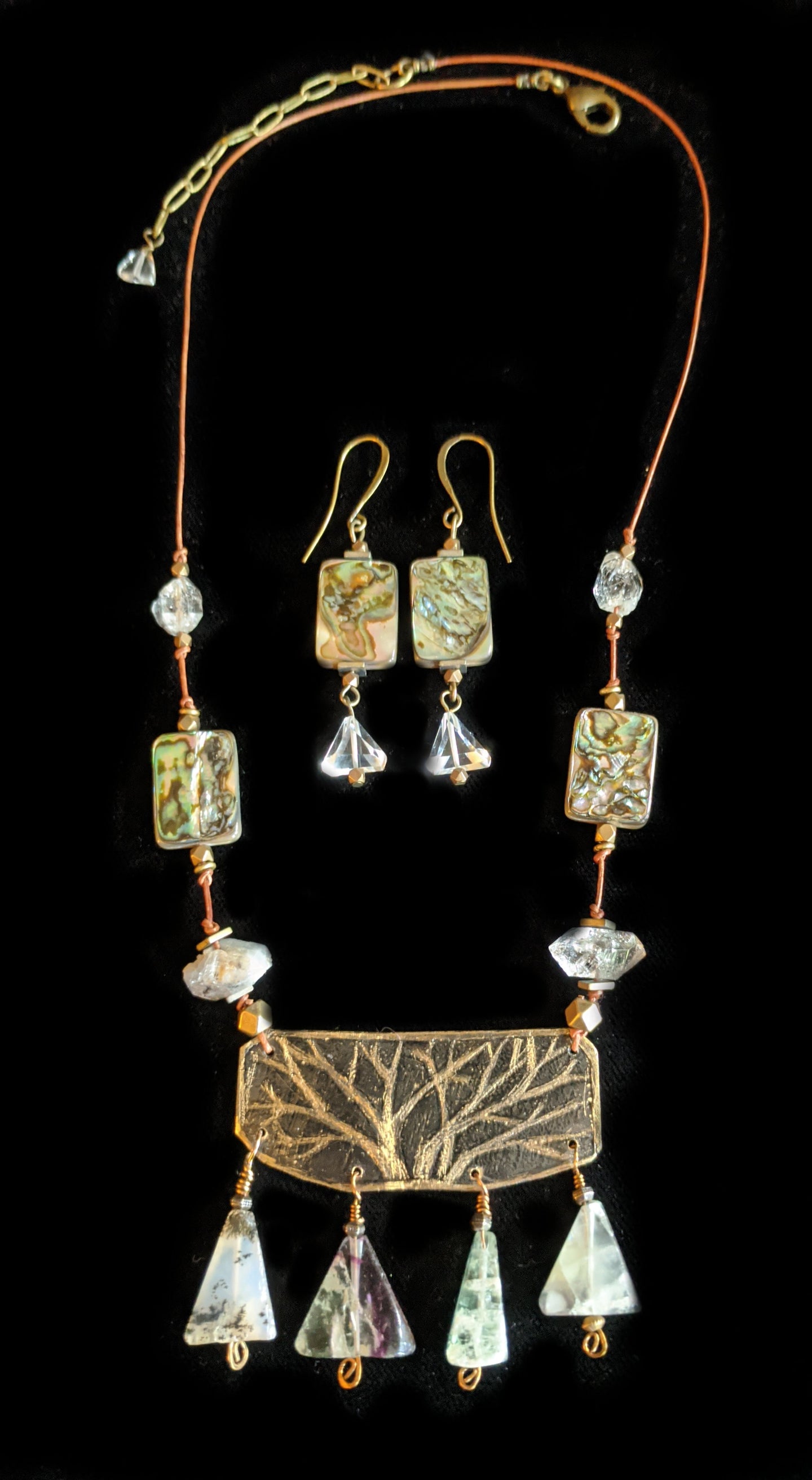  brass tree branches necklace set - sunroot studio