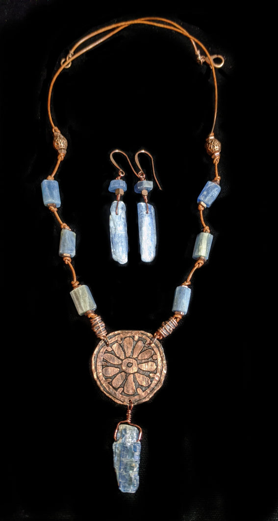 Art and Metal Jewelry - Copper Flower Necklace Set - Sunroot Studio