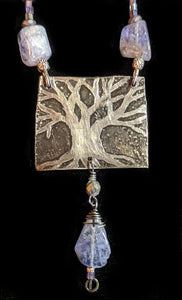 Nickel Silver Tree Set with Tanzanite - Sunroot Studio