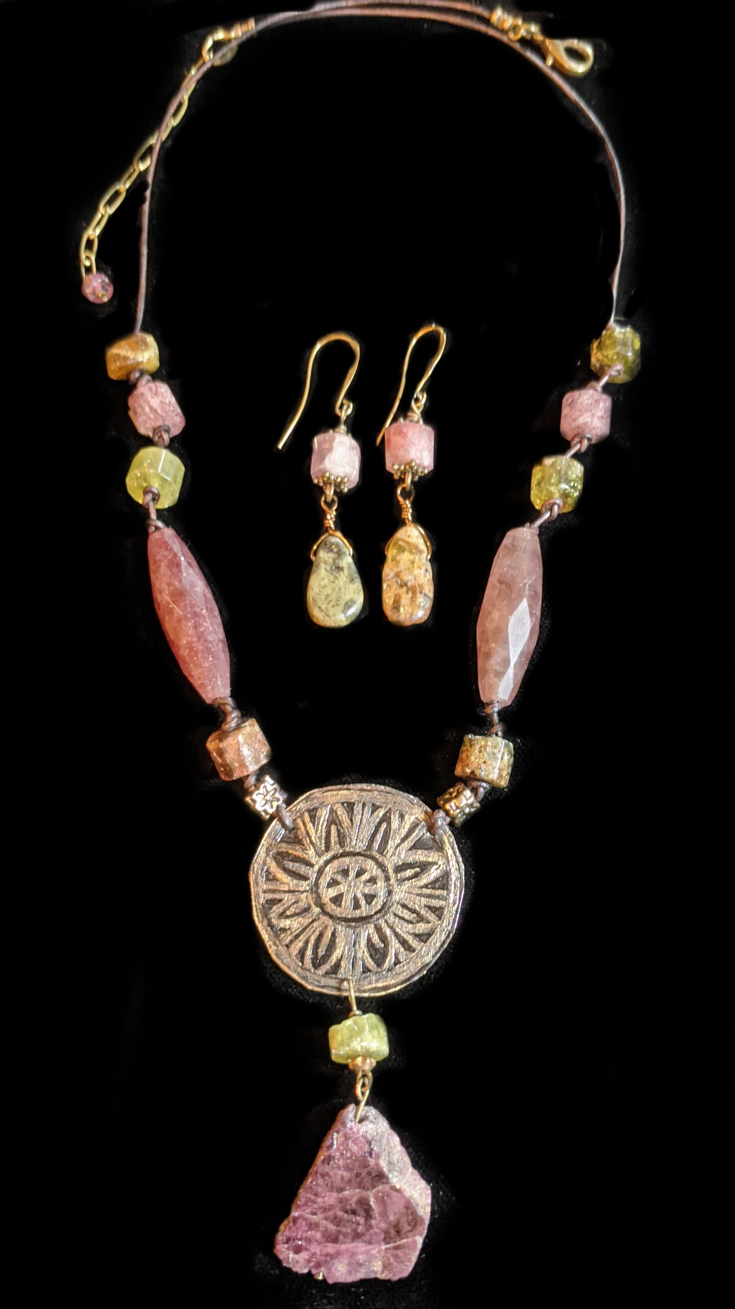  brass flower mandala necklace set - sunroot studio