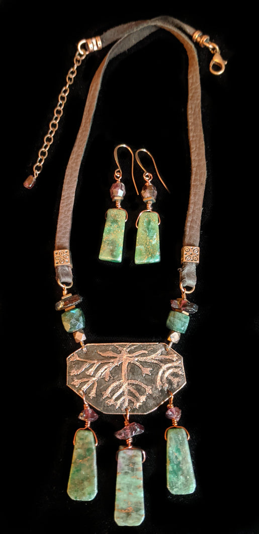Art and Metal Jewelry - Copper Roots Necklace Set - Sunroot Studio