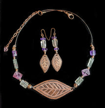  copper leaf & amethyst necklace set - sunroot studio