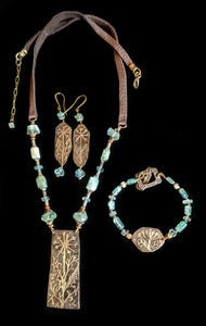 Art and Metal Jewelry - Brass Dandelion Necklace Set - Sunroot Studio