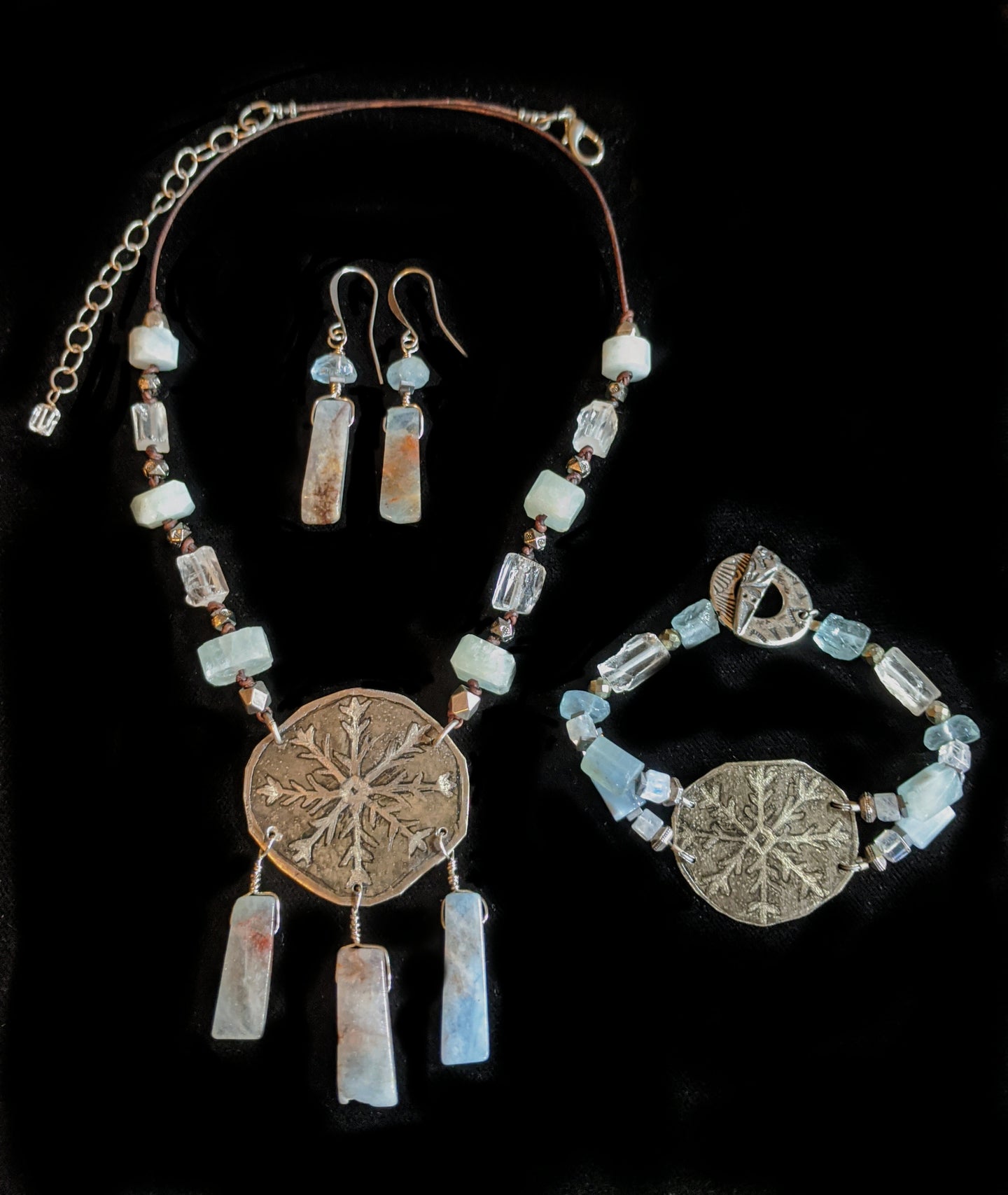  nickel silver snowflake necklace set - sunroot studio