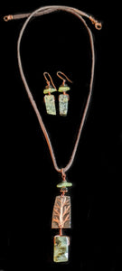 Art and Metal Jewelry - Copper Tree & Prehnite  Necklace Set- Sunroot Studio