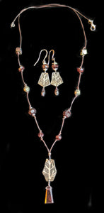 Art and Metal Jewelry - Nickel Silver Tree & Garnet Necklace Set - Sunroot Studio