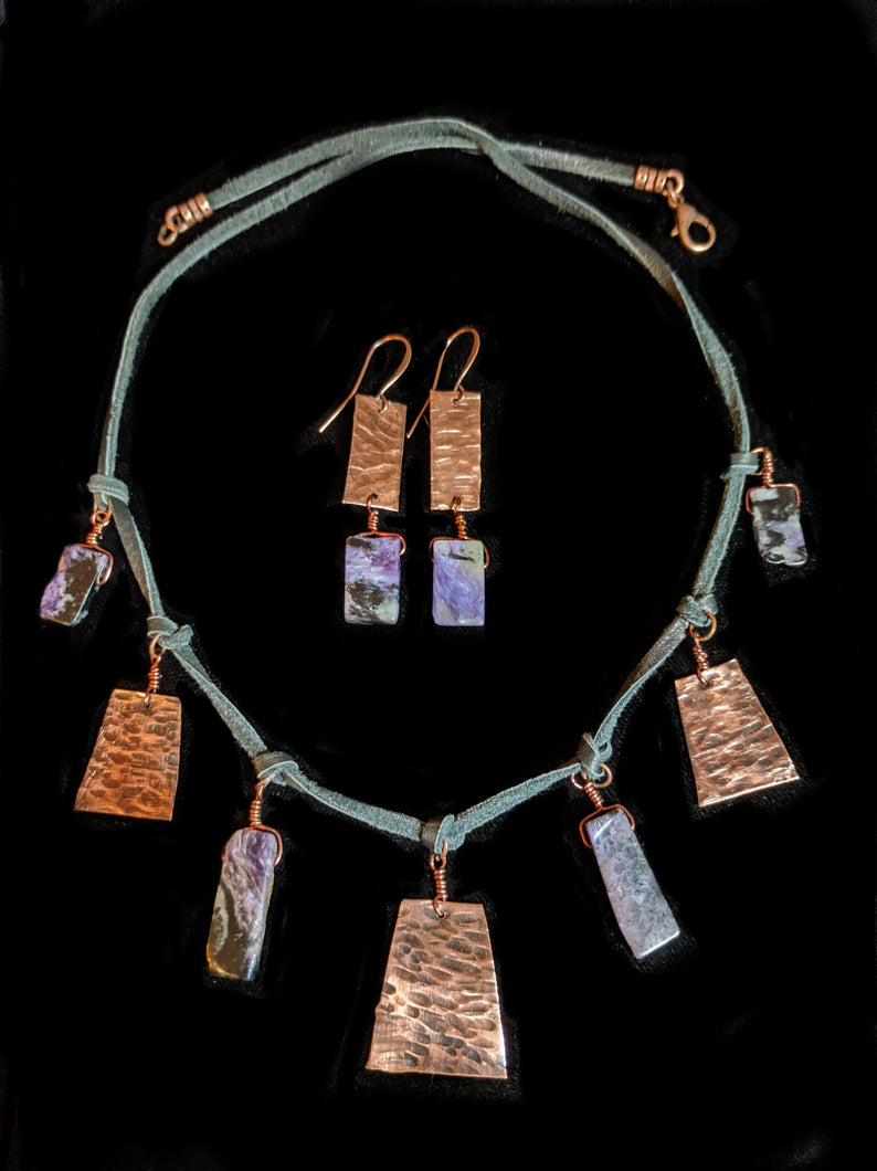 Tribal Copper & Charoite Set - Sunroot Studio