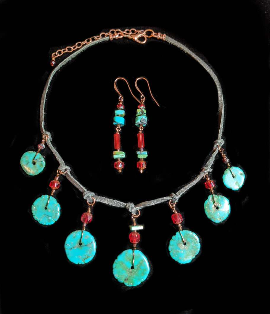 Tribal Turquoise & Leather Set - Sunroot Studio