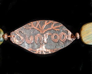Copper Leaf & Cats Eye Bracelet - Sunroot Studio