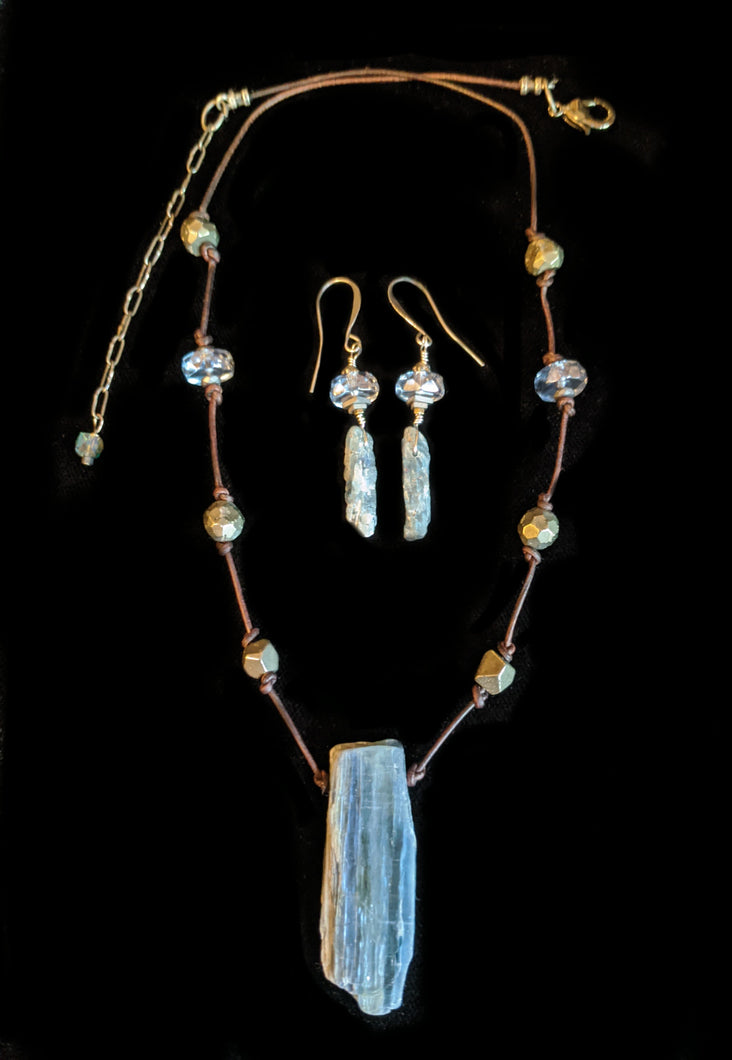 Kyanite & Pyrite Necklace Set - Sunroot Studio