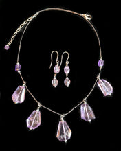 amethyst & quartz leather necklace set - sunroot studio