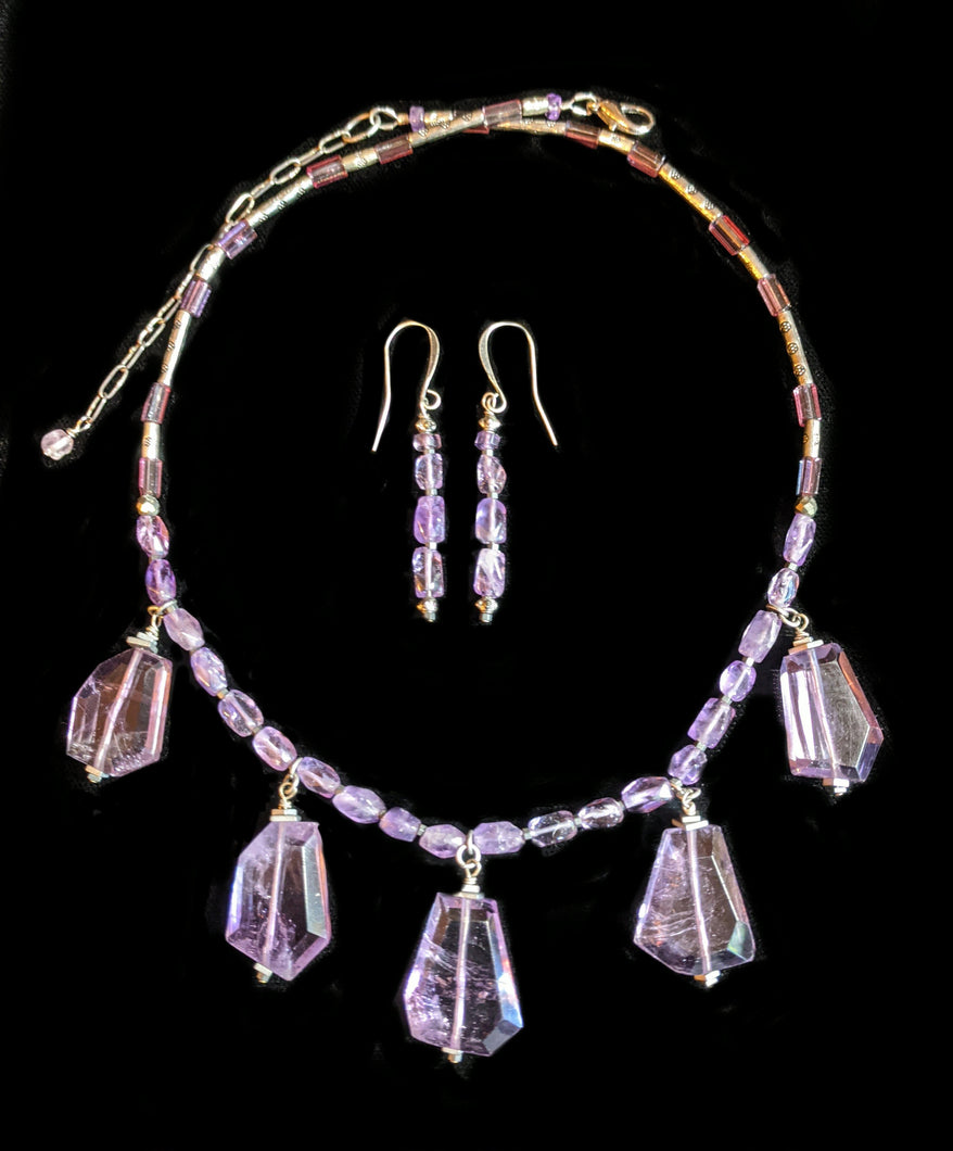 Quartz & Amethyst Necklace Set - Sunroot Studio