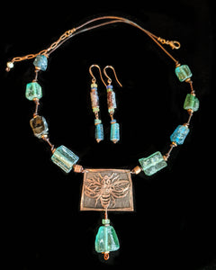 Art Jewelry - Copper Bee Necklace Set - Sunroot Studio