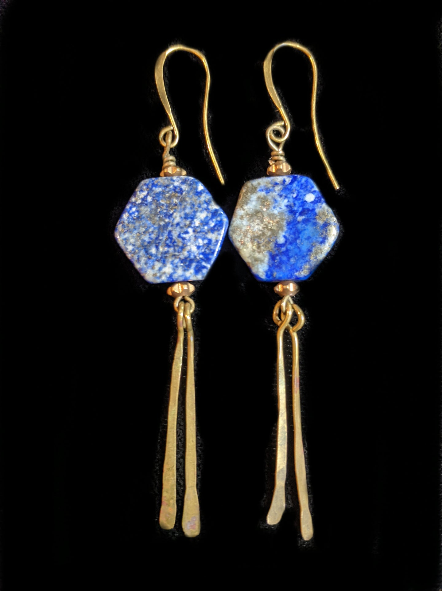 lapis & brass earrings - sunroot studio