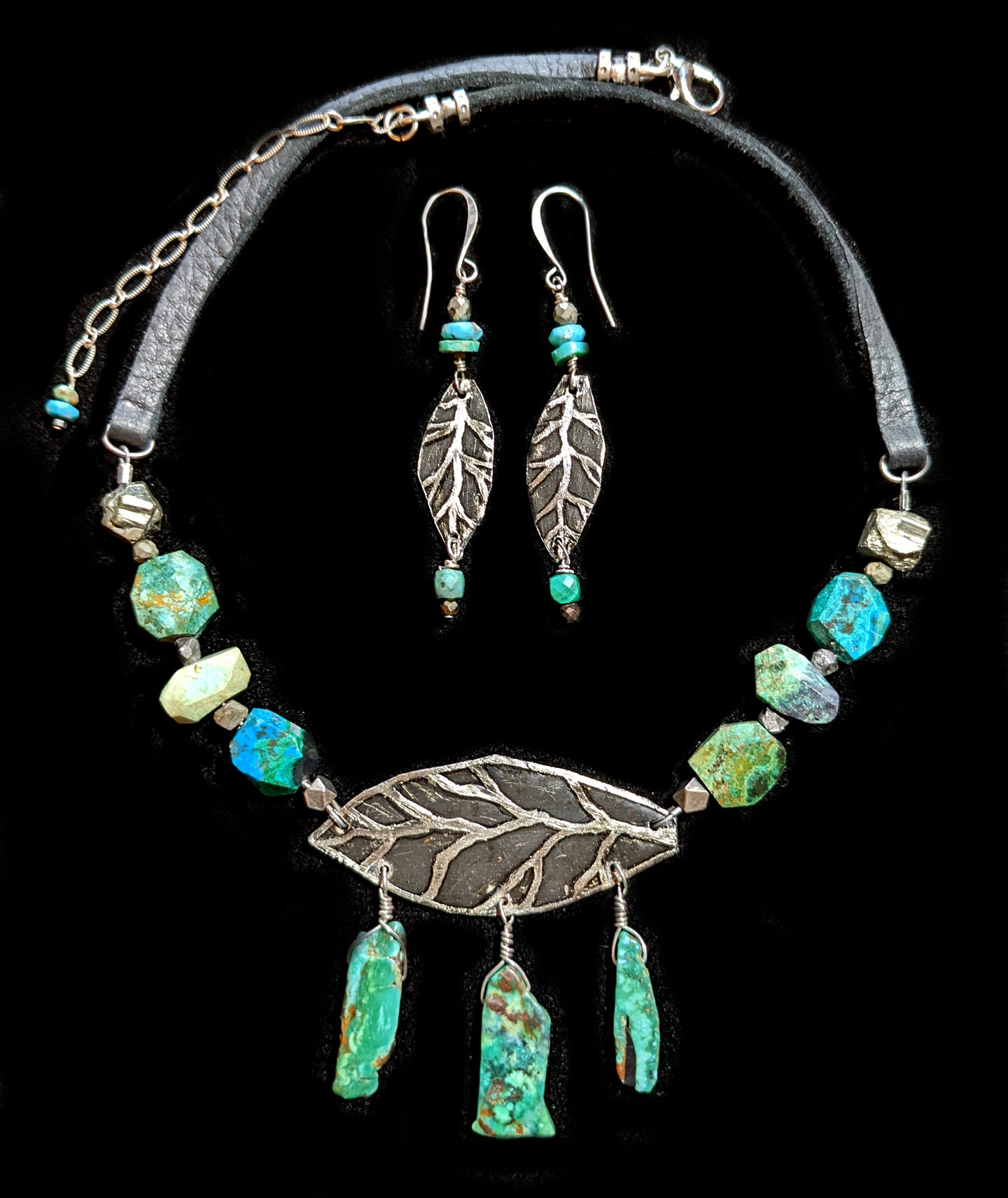 leaf & chrysocolla and turquoise set