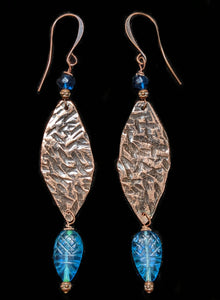 Leaf & Carved Glass Earrings