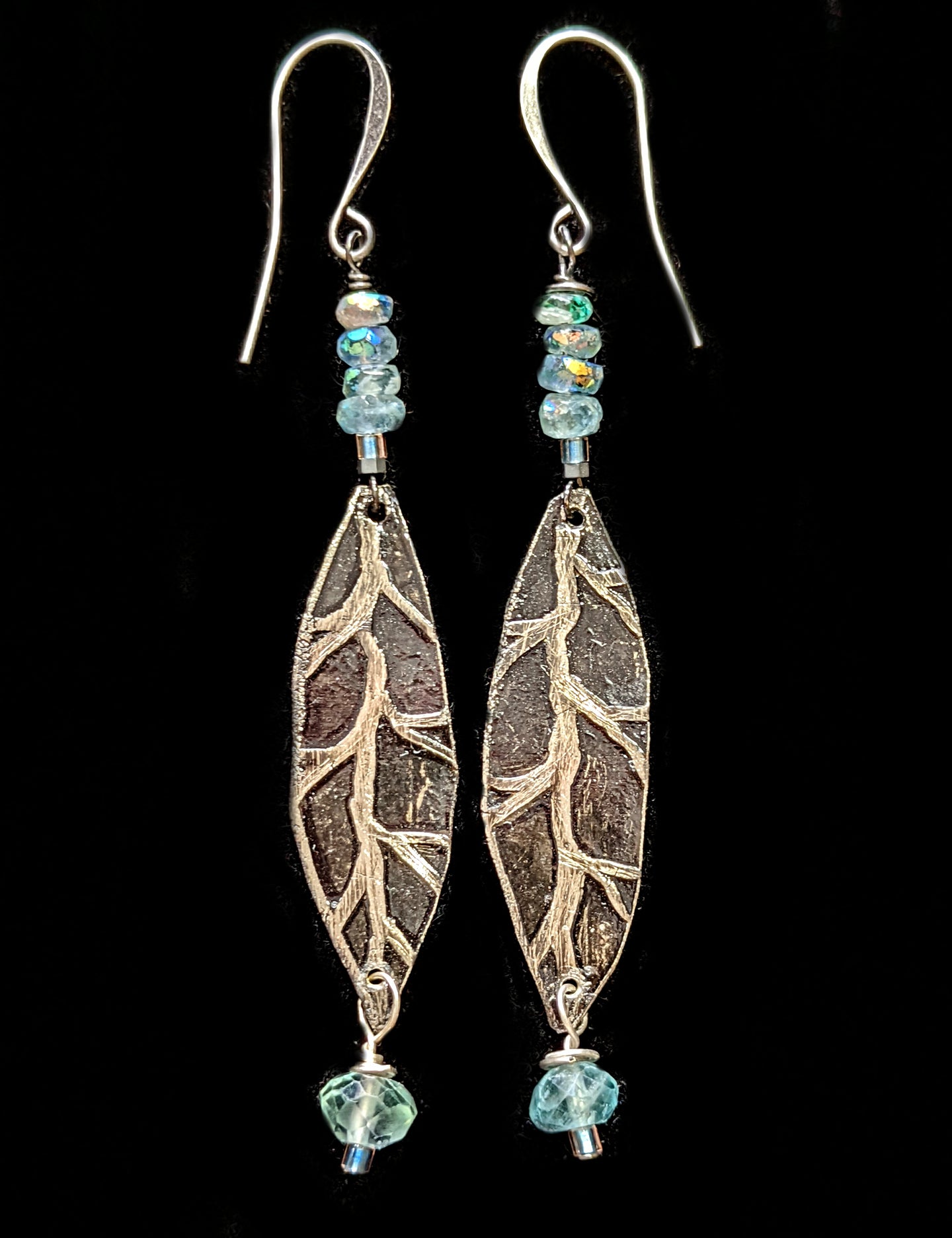 leaf & fluorite earrings