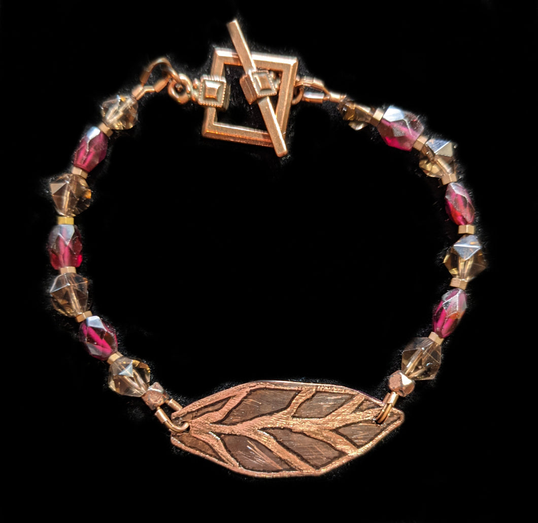 Leaf & Mixed Stones Bracelet - Sunroot Studio