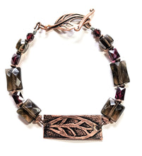copper leaf & smoky quartz bracelet