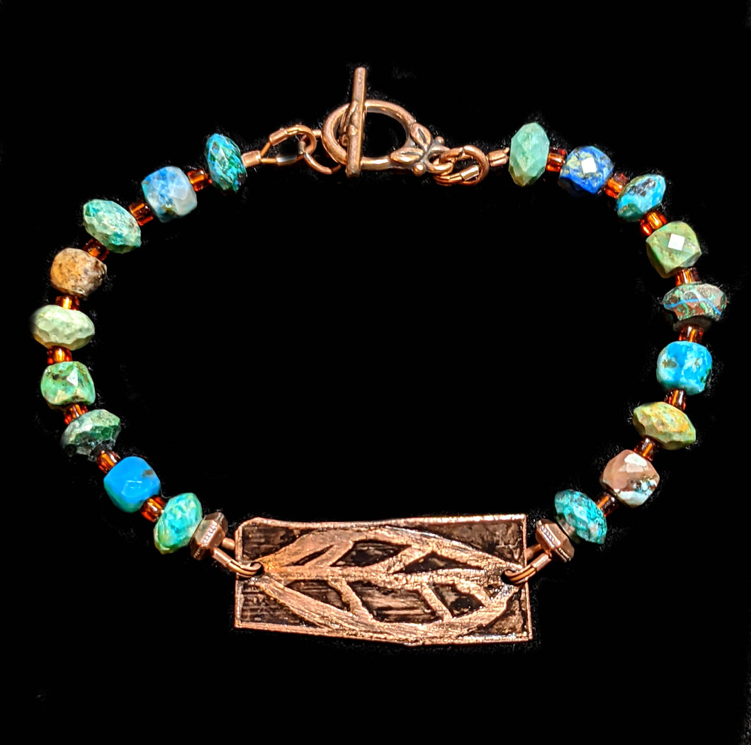 Leaf & Mixed Stones Bracelet - Sunroot Studio