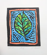 leaf lino block print