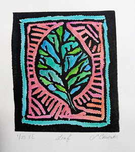 Leaf Lino Block Print