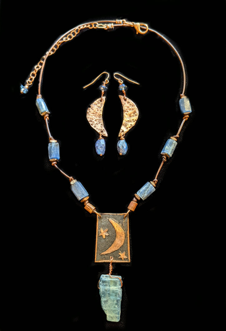 Kyanite Moon & Stars Set - Sunroot Studio