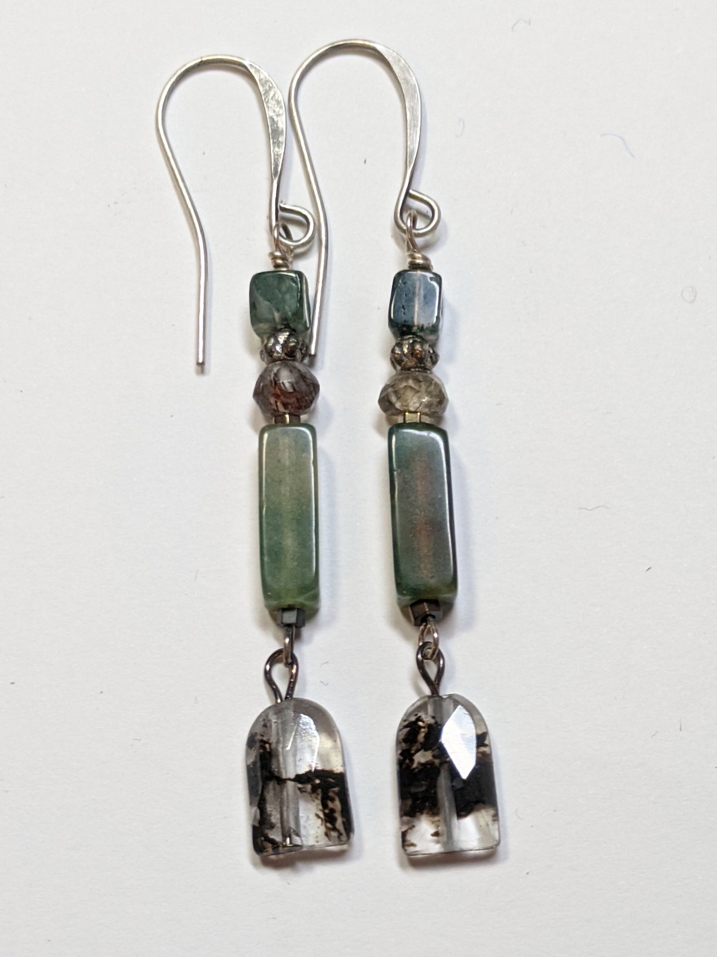 moss agate & quartz earrings - sunroot studio