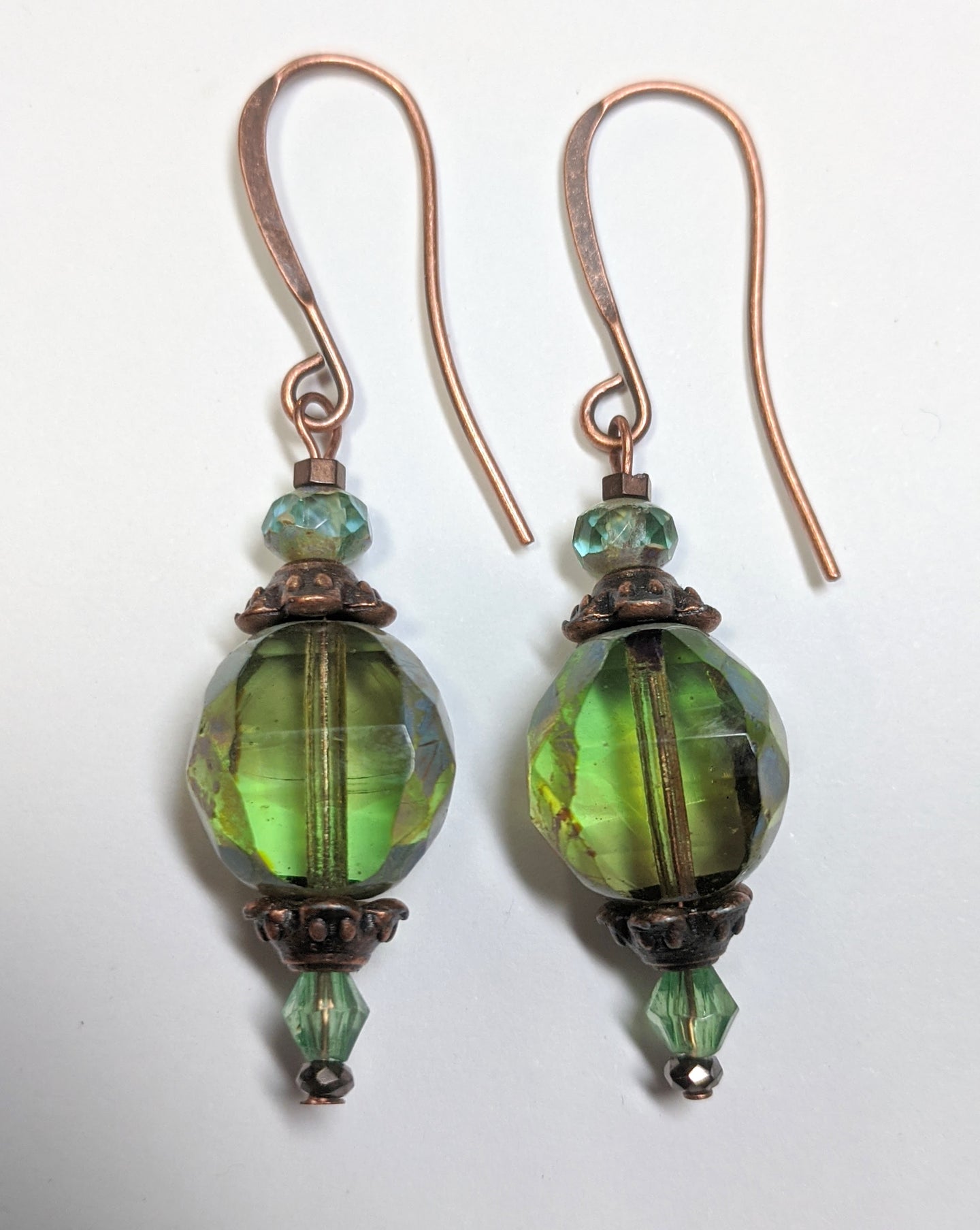 olive czech glass earrings - sunroot studio