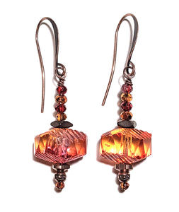Pink & Orange Crystal Earrings