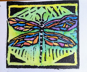 Dragonfly Lino Print