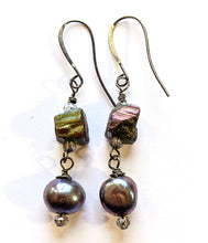 pearl & pyrite earrings - sunroot studio
