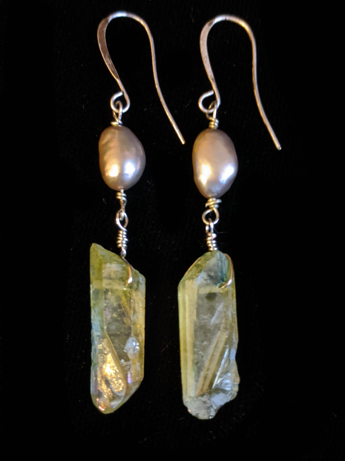 pearl & quartz earrings - sunroot studio