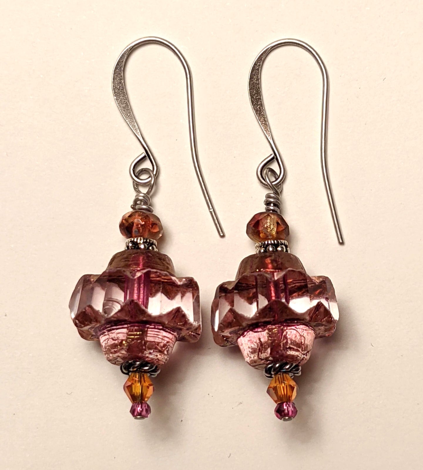 pink crystal earrings