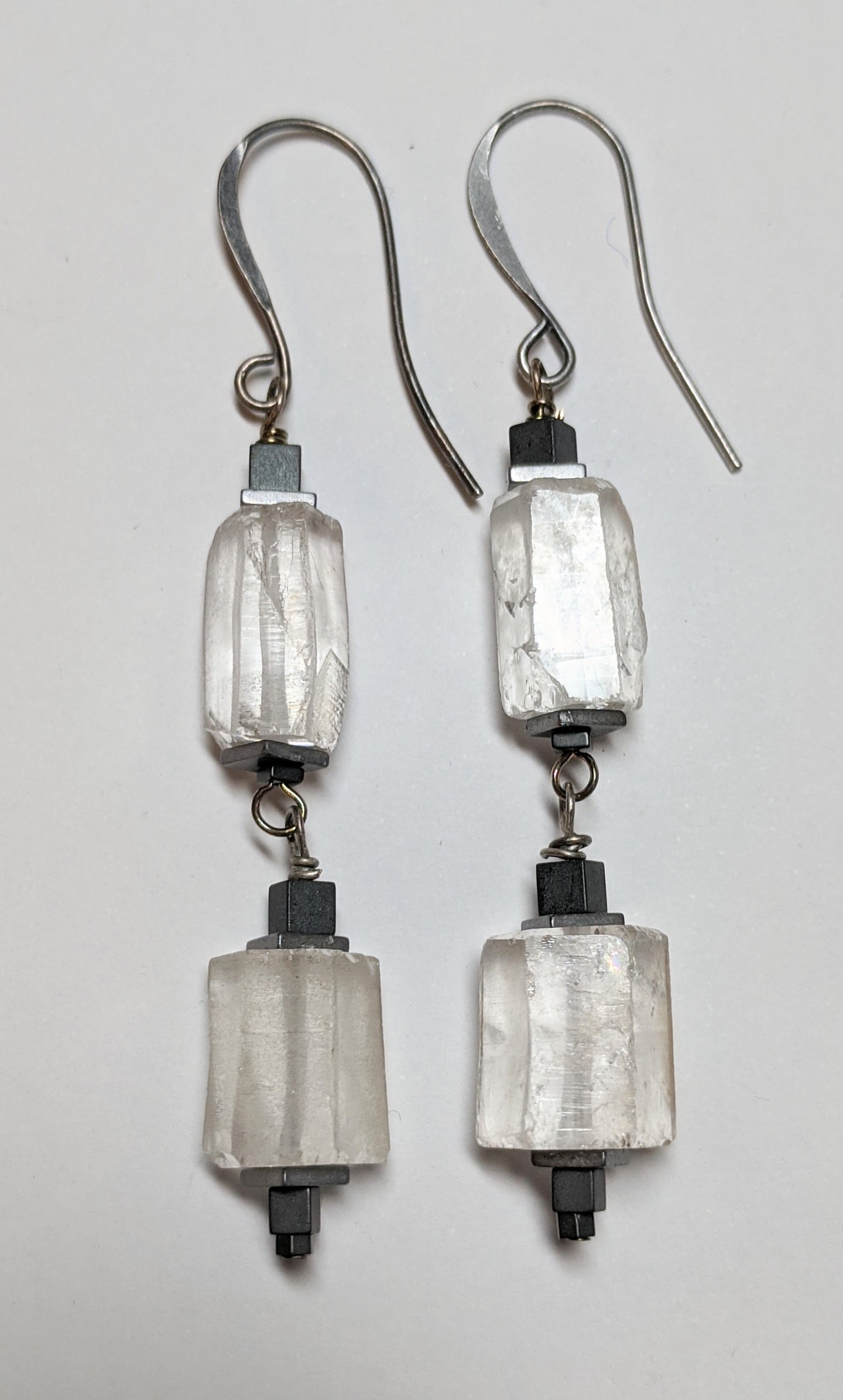 quartz & hematite earrings - sunroot studio