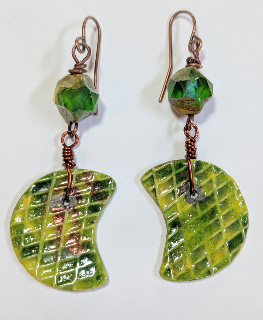 Raku Moon Earrings - Sunroot Studio