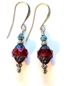 Red & Grey Crystal Earrings #2